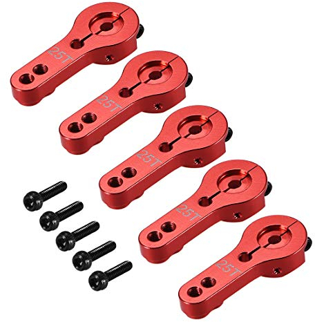 sourcing map 5 Stück Servo Horn Arm 25T Aluminium Servohorn M3 für Futaba Savox Xcore RC PKW Flugzeug -Rot