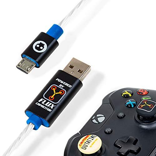 TUBBZ Cavo micro USB ricarica rapida con impugnature per il pollice Ritorno al futuro - Cavo micro USB/Cavo di ricarica veloce da 1,5 metri con decorazione controller PS4 o Xbox Ritorno al futuro