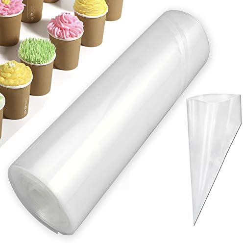 Chikanb 1 Rolle 50 Stück Einweg Spritzbeutel, Transparent Weiß Kunststoff PE, Extra Dick Pastry Bag Pastry Piping Bags zum Dekorieren von Gebäck oder Torten geeignet, Maximum Grip, 30.5 * 16 cm