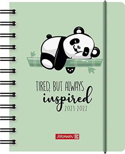 BRUNNEN 1071755032 Schülerkalender 2021/2022 „Panda“ 1 Seite = 1 Tag, Sa. + So. auf einer Seite, Blattgröße 12 x 16 cm, A6, PP-Einband