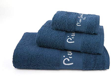 Pierre Cardin - Juego de 3 Toallas PC Logo - Tocador, Lavabo y Ducha - Azul Marino