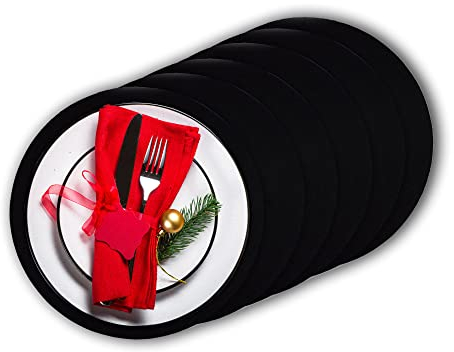 Casoro 6er Platzset aus waschbarem Filz, runde Platzmatten je Ø35cm groß, in schwarz, edles Tischset perfekt zu jeder Einrichtung