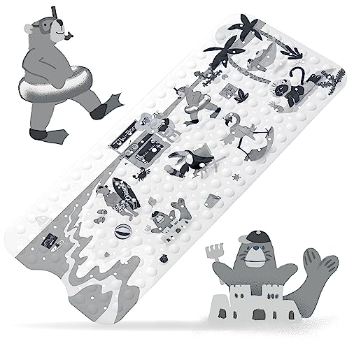 Toniamo Badewannenmatte Kinder 100x40 cm | Badematte rutschfest für Baby & Kinder | Antirutschmatte Badewanne BPA-frei | rutschfeste Badewannen Matte antibakteriell | Anti Rutschmatte 'Strand'