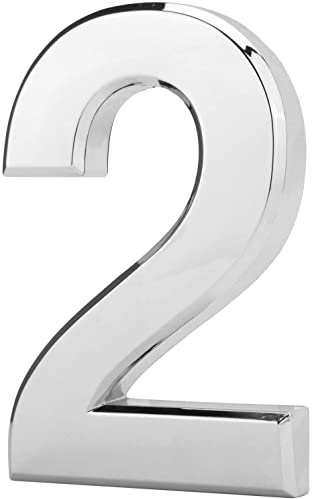 Self Adhesive Mailbox Numbers 3D 2.8'' Door House Address Stickers Street Sign for Home Office Room - 2 (Silver)
