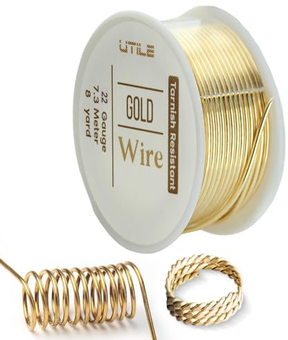 UTILE 18 20 22 24 Gauge, weich, 99 % Kupferdraht, 20 m, 24 m, Schmuck, Perlen, Handwerk, Schmuckherstellung, Handwerk, Dekoration, Blumen-Dekor – (Gold 22 Gauge)