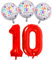 DIWULI Geburtstagsdeko 10 Jahre Set - 10. Geburtstag Deko Rot, Happy Birthday Deko Luftballon 10 Geburtstag Folienballon Geburtstag Deko Zahl 10 Jahre Party-Deko Junge Mädchen Zahlen-Ballon Dekoration