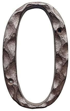 Numeri civici in ghisa, 14,9 cm, rustici, solidi e resistenti, facili da installare (numero 0)