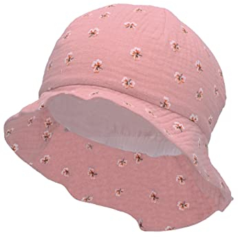 Sterntaler Baby Mädchen Hut Baby Sonnenhut Blumen - Baby Hut, Kopfbedeckung Baby Sommer, Sommerhut Baby - aus Baumwolle - zartrosa, 49