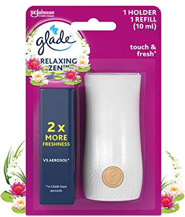 Glade Touch & Fresh Diffuseur - Fraicheur Instantanée - Elimine Les Odeurs - Infusé Aux Huiles Essentielles - Relaxing Zen - 1 Diffuseur + 1 Recharge