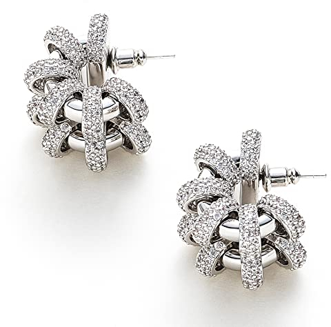 C.Paravano Ohrringe Silber 925 Creolen | Double Blume Silber Creolen für Damen | Hypoallergen Ohrringe Damen Silber | Schmuck Geschenke für Frauen