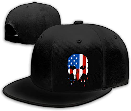 Schädel Finger Flache Bill Hüte für Herren Schwarz Herren Snapback Hut Baseball Kappe Taillierter Hut Rock N Roll Skelett Hand Snap Rucksack, Punisher, Einheitsgröße