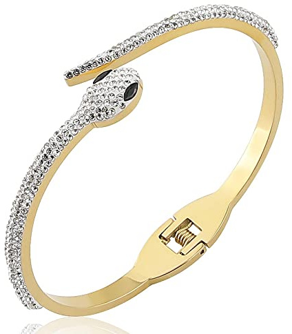 Bysonglezai Armbänder Damen Bracelets Frauen Armband Frauen Neue Schmuck Kristall Nette Schlange Armbänder Kopf Öffnung Armreif Für Frauen Liebe Geschenke Gold-Farbe