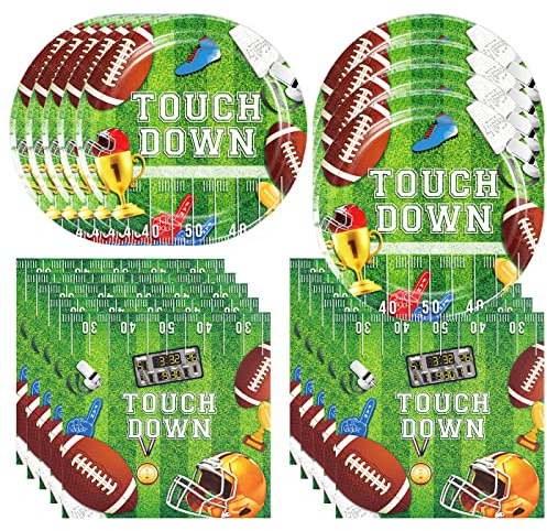 40 piezas de suministros de fiesta de fútbol americano incluyen 20 platos, 20 servilletas para la decoración de fiesta de cumpleaños de fútbol americano
