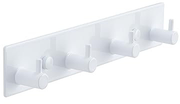 QNIIAED Coat Hooks Wall Mounted,Multipurpose Modern Stainless Steel Screw in Door Hook Metal Heavy Duty Coat Rack Row of hook Hanger Towel Robe Clothes Hat Hook for Bathroom(White 4 Hooks)
