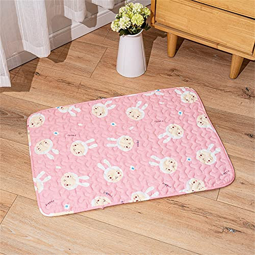Mateju Tapis Educateur pour Chien et Chiot, Tapis pour Animaux Absorbant Antidérapante, Tapis de Dressage Lavable Réutilisables pour Canapé, Voiture et Voyages (Lapin Rose,90x70cm)