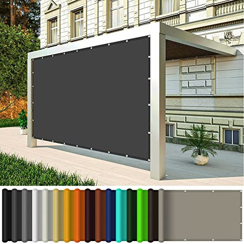 wasserdichte Sonnensegel Rechteckig 3.5 x 7 m, Sonnensegel für Pergola 98% UV Schutz Terrassenüberdachung für Garten, Balkon und Terrasse, Dunkelgrau