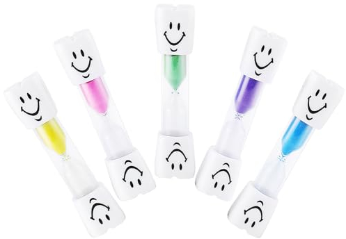 Sablier Minuterie 3 Minutes, Darryy 5 Pièces Minuteur Sablier Enfant, Minuterie de Sable pour Brosse à Dents, Soins dentaires, Jeux d'enfant, Exercice, Gestion du Temps, Compte à Rebours