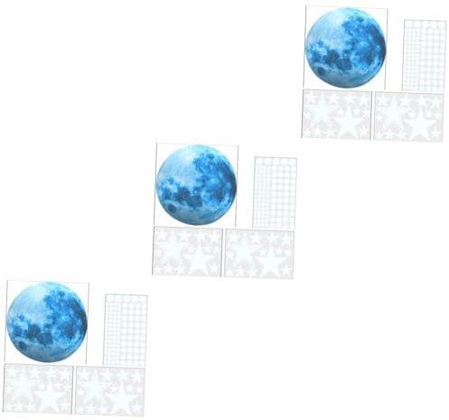 HOMSFOU 3 Sätze Leuchtende Sterne-Wandaufkleber Mond-Aufkleber Wandaufkleber Für Kinderzimmer Magnetische Spind-Tapete Im Dunkeln Leuchtender Mond Im Dunkeln Leuchtende Wandaufkleber