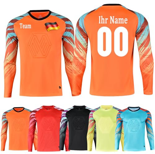 OPUTWDF Torwarttrikot mit Namen Nummer Personalisieren Fußball Torwarttrikots für Jungen Kinder Benutzerdefiniert Torwart Trikots mit Mannschaft Logo