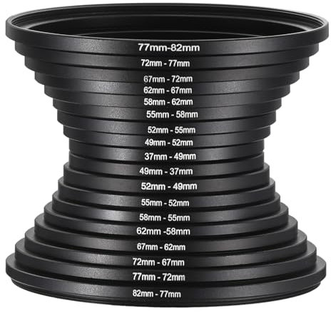 PATIKIL 9pcs Step Up Ring, 9pcs Step Down Ring, Camera Lens Filter Adapter Ring Aluminum Filter Ring Adapter Set for Camera Lens Hood, 72-77MM, 77-82MM