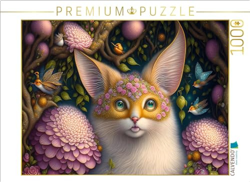 CALVENDO Puzzle Zauberhaftes Fabelwesen zwischen Dahlien | 1000 Teile Lege-Größe 64 x 48 cm Foto-Puzzle für glückliche Stunden