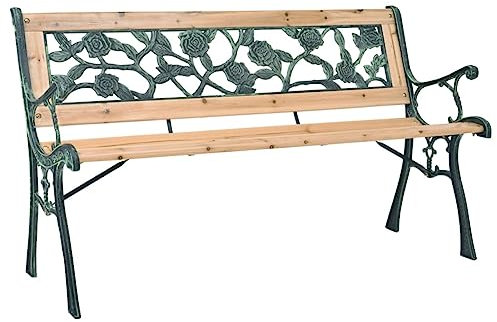 Gecheer Garten-Sitzbank Gartenbank Parkbank Gartenmobel aus Holz,Balkonbank Terrassenbank Garten Balkon Terrasse Bank Holzbank 122 x 51 x 73 cm für die ganzjärige Verwendung im Freien