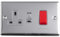 45A DP Oven Cooker Switch & Single 13A Switched Power Socket CHROME & GREY Trim - Decorative Double Pole Appliance Wall Plate