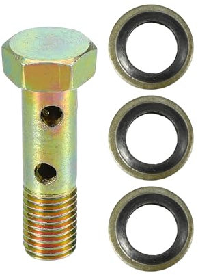 VekAuto Kit de boulons double banjo, filetage métrique M8x1.0 longueur 32mm, adaptateur universel en métal durable de couleur bronze avec rondelles et entretoises