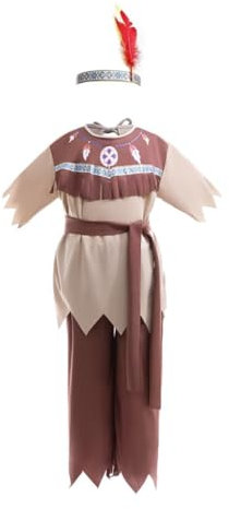 Lito Angels Vestito Costume con Fascia per Bambino Taglia 8-10 Anni, Marrone (Etichetta in Tessuto XL)