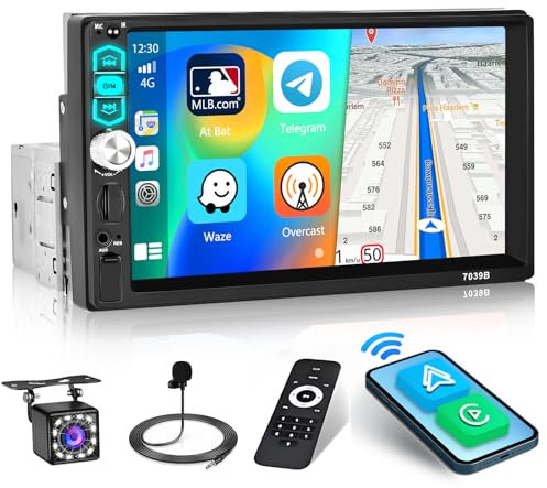 Inefala Autoradio Carplay 1 Din Compatibile con Android Auto, 7 Pollici Touchscreen Radio Auto Supporta Bluetooth Mirror Link AUX TF FM Radio USB EQ con Telecamera Posteriore