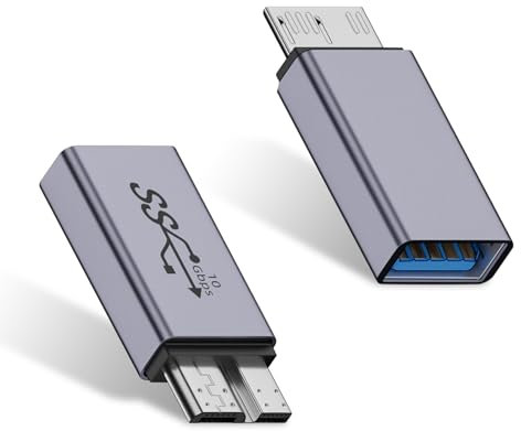 Duttek Lot de 2 adaptateurs de charge de données USB Micro B vers USB A - 10 Gbit/s USB A femelle vers USB 3.0 Micro B mâle - Pour disque dur externe SSD, appareil photo numérique, téléphone