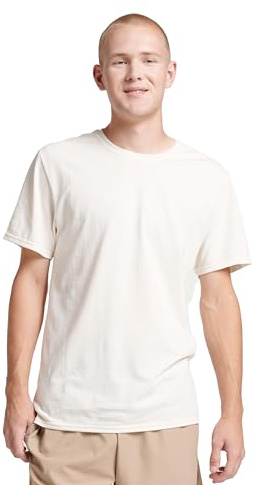 Russell Athletic Men's Dri-Power Cotton Blend Short Sleeve Tees, Moisture Wicking, Odor Protection, UPF 30+, Sizes S-4x, Vintage White, Medium