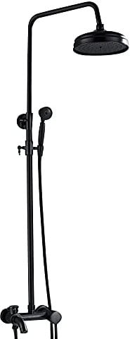 Duscharmatur Duschset Wandmontage Duschsystem, Schwarz Duschset Duscharmatur Retro Nostalgie Stil, Mit Handbrause Dusche, Höhen Einstellbar (80-120 cm), 17 * 15 * 120cm