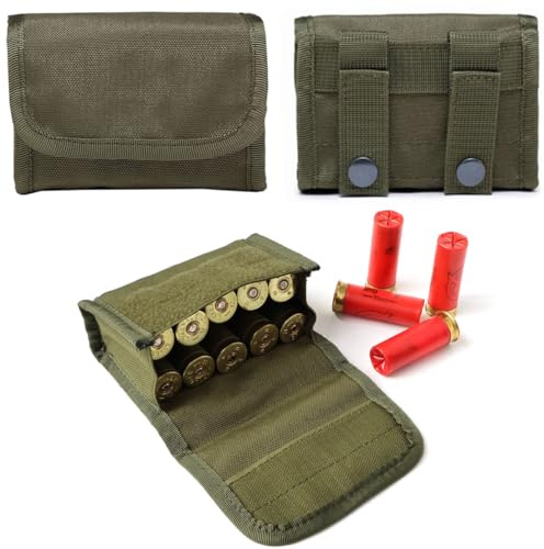 20/12 Gauge Shotgun Cartridge Pouch Belt & MOLLE Fixing 10 Round Ammo Shell Holder Waist Bag Tactical Clay Pigeon Shooting Hunting Reload