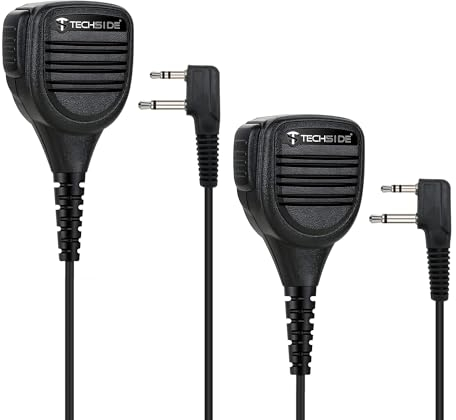 TechSide Microfono Altoparlante da Spalla Impermeabile 2 Pin Midland + Jack 3,5 + Clip Girevole Radio ricetrasmittenti | Compatibile con G7 pro G9 pro XT70 XT60 XT50 XT40 XT30 MA26-XL C515.05 (2 Pz)