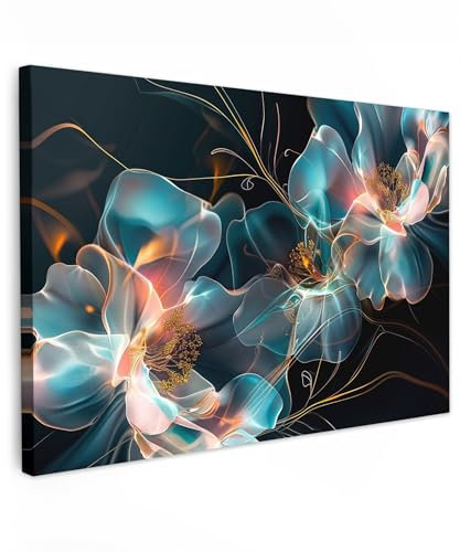 MuchoWow© Wandbilder Groß 120x80 cm XXL Schlafzimmer Home Deko Wohnung Bild Wohnzimmer Fotoleinwand Wand Bilder Leinwand Wall Decor Blumen - Schwarz - Licht - Flora