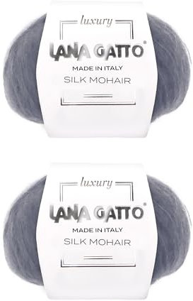 Mohair Seidengarne für das Stricken, Lana Gatto Luxury Silk Mohair Line, 50 gr., 424 mt, (Grau - 30480, 2)