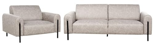 4-Sitzer Sofa Set Lederoptik grau verstellbare Rückenlehnen Metallfüße Askim