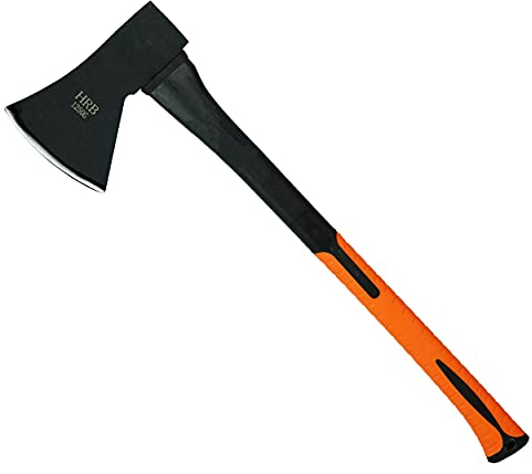HRB Axt - Spaltaxt gehärtetem Stahl, zum Holz Spalten geeignet, Survival Axt mit ergonomischem Griff (Schwarz/Orange, 1,9 Kg)