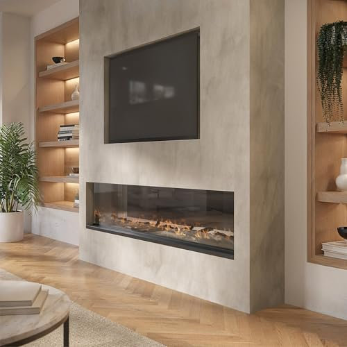 Amberglo Black 60inch WiFi Enabled Inset Electric Media Wall Fireplace