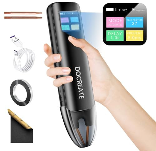 Docreate Spot Welder, LCD 99 Gear Adjustable Handheld Spot Welder, Auto and Manual Mode Mini Portable 18650 Battery Spot Welder, Welding Plated Nickel Sheets 0.1-0.25mm