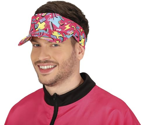 FIESTAS GUIRCA Visier 80s mehrfarbig (Einheitsgröße) - Partymütze für Sommerfeiern und Abschlussfeiern - Unisex-Zubehör für Hawaii- und Themenpartys - Erwachsene - Mehrfarbig