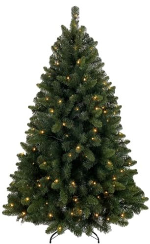 Albero di Natale CM 210 folto con 1145 rami completo di 260 luci led incorporate PVC Magia Natalizia elegante apertura ad ombrello