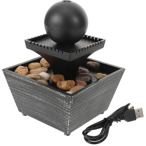QUMIIRITY Fuente De Agua De Interior Pequeña para Escritorio Estilo Chino, Sin Batería, Material Cerámico, Decoración Zen para Hogar y Oficina, Fuente De Agua De Sobremesa Elegante