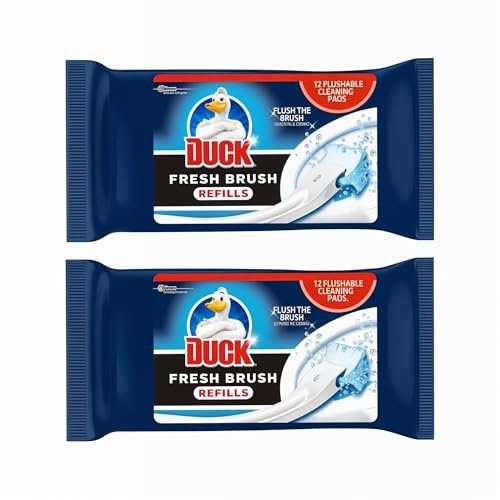 Zopper Duck Fresh Brush Refills Toilet Cleaner (2 Packs, 24 Flushable Cleaning Pads) Biodegradable Pads Toilet Bowl Cleaner