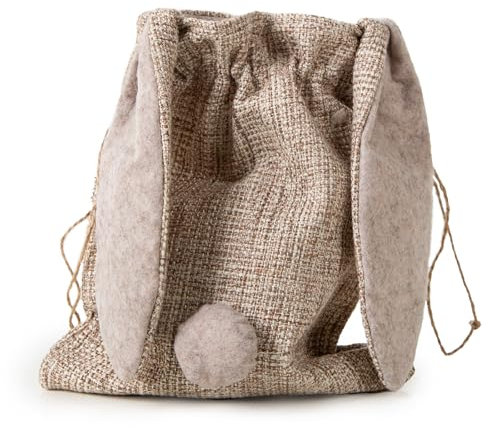 Logbuch-Verlag Ostersäckchen Hase zum Befüllen Stoff Säckchen natur braun Turnbeutel Osternest für Kinder 23 x 18 cm