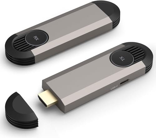Wireless HDMI Transmitter und Receiver - Plug & Play,Unterstützt 1080P HD HDMI, 2,4/5GHz, Audio-/Video-Streaming von PC/Laptop zu HDTVs Projektoren Silber