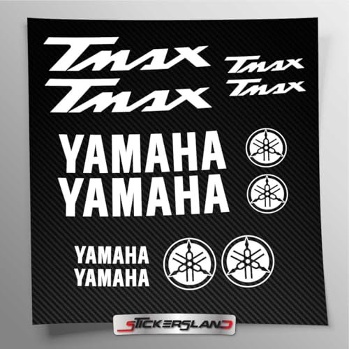 Stickersland® - Kit de adhesivos compatibles con T-Max depósito y casco de moto | Vinilo preespaciado de fácil aplicación | letras logos | Stickersland® (blanco brillante)