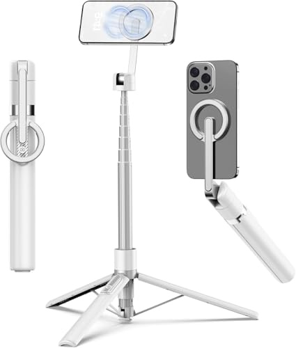 TONEOF 173cm Magnetisches Handy Stativ Selfie Stick für MagSafe | Einziehbar Einbein Stativ für Smartphone mit Fernbedienung,magnetischer Aluminium Handyhalter, 360° drehbar Stativ für iPhone