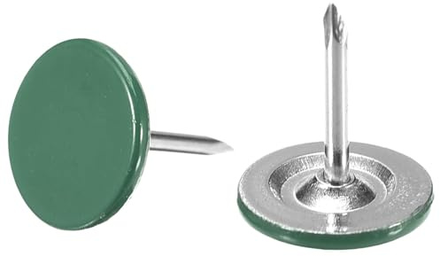 TA-VIGOR 100 Stück Schwerlast-Flachkopf-Reißnägel, Dekorative Pinnadeln für Wände, Möbel, Korktafeln & Bulletin Boards – 11mm x 13mm Polsternägel für Heim- und Bürogebrauch & DIY, Grün